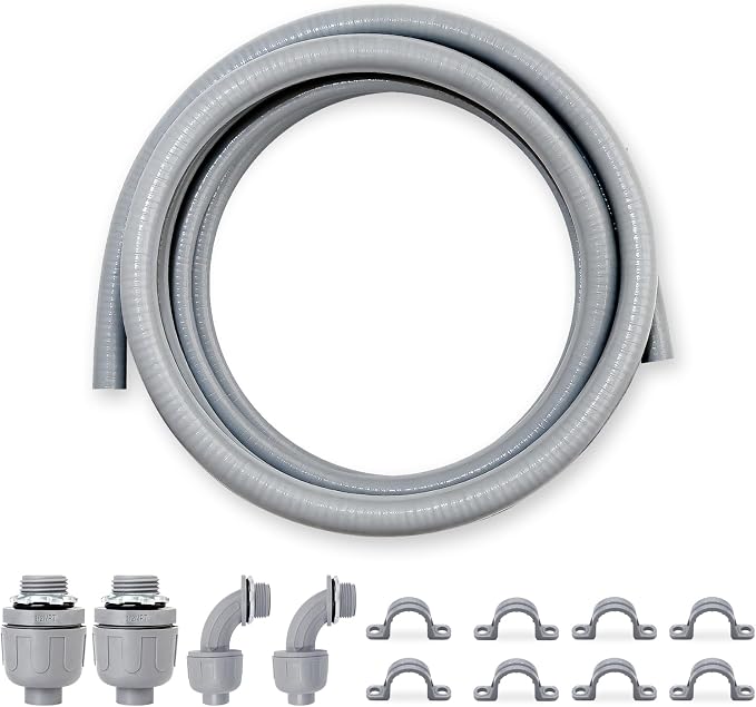 1/2 inch 10 Foot Liquid-Tight Conduit Kit, Flexible Non Metallic Electrical by Wocloer