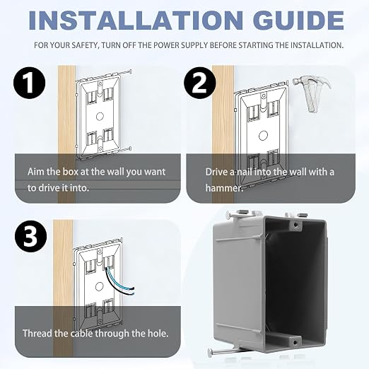1-Gang New Work Outlet Box, PVC Nail-On Electrical & Junction Box, 18 cu. in. - Image 4