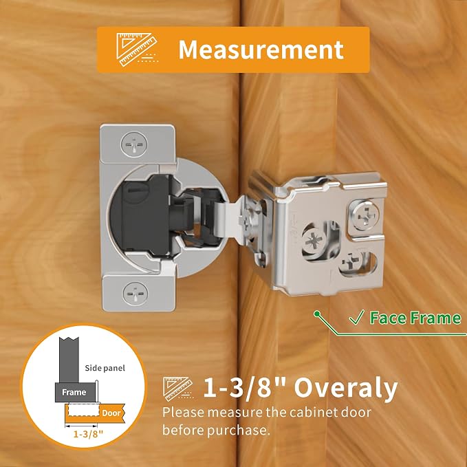 20 Pack 1-3/8" Overlay 4D Soft Close Concealed Hinges - Image 6