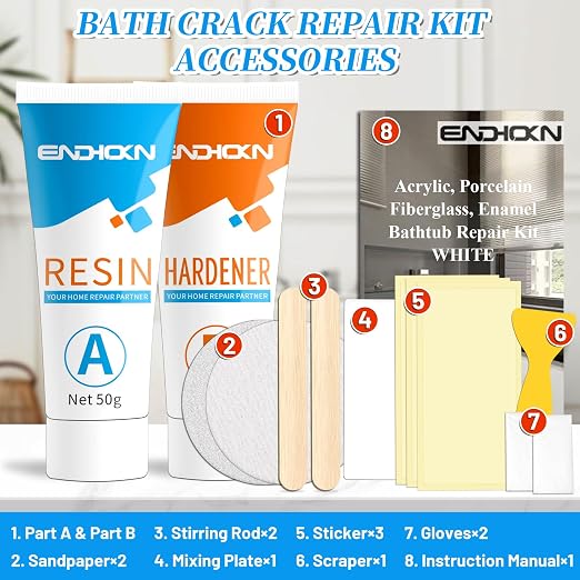 Bath Repair Kit White 100g, Chip & Pedestal Crack Hole Scratches Repair | - Image 3