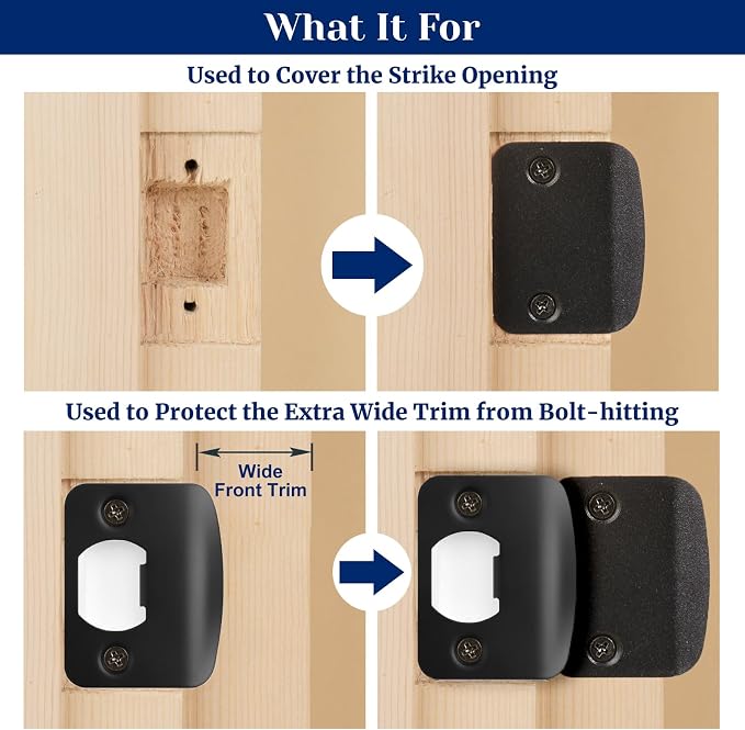 Blank Door Strike Plate Standard Size, Strike Opening Cover Plates | Front - Image 3