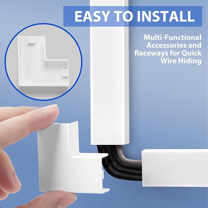 157in Cord Covers for Wires on Wall, Large Wall Wire Hider Kit, Cable Covers - Image 3