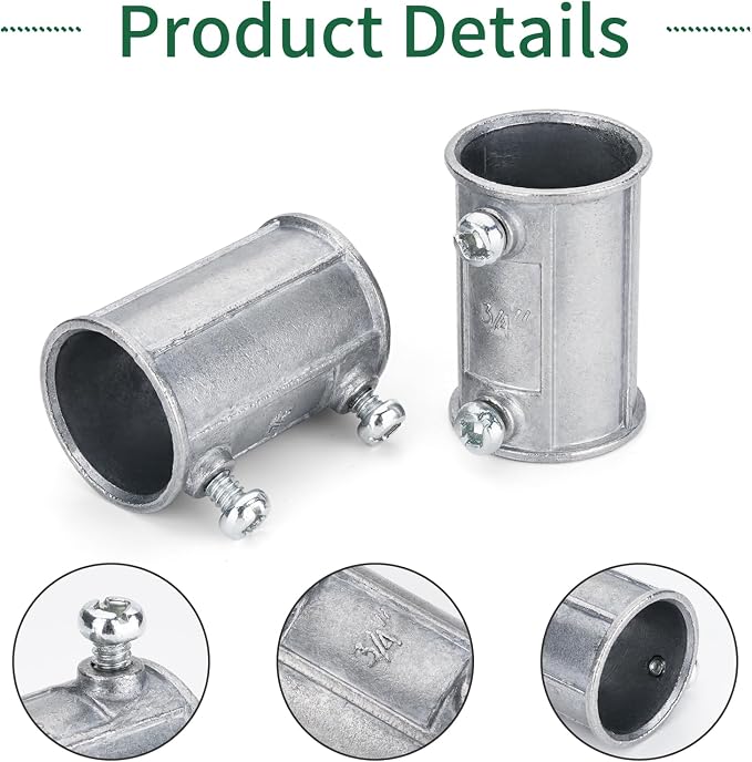 3/4 Inch EMT Conduit Fittings for Connecting Pipes, Shield Wiring from Dust and - Image 3
