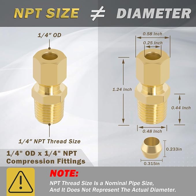 Brass Compression Tube Fitting, Straight Coupling Adapter - Image 2