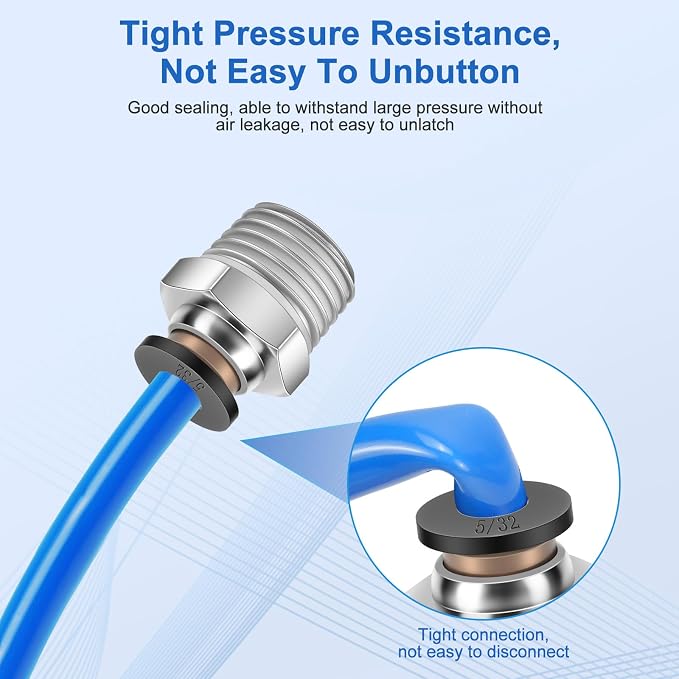 CNAODUN 12 Pcs Push to Connect Fittings 5/32 Inch Tube OD x 1/4 Inch NPT Thread - Image 4