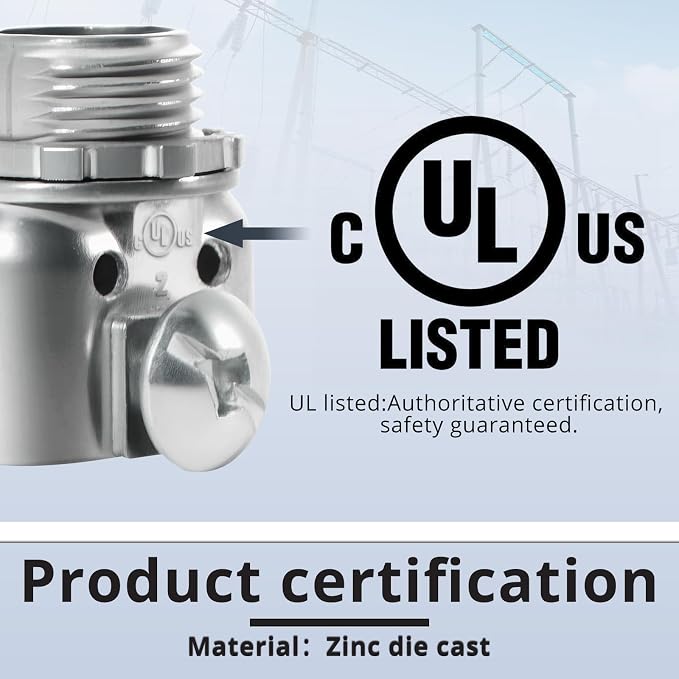 3/8 inch Zinc Die Cast Duplex connectors, Flex Wire Box Screw Type Connector - Image 4