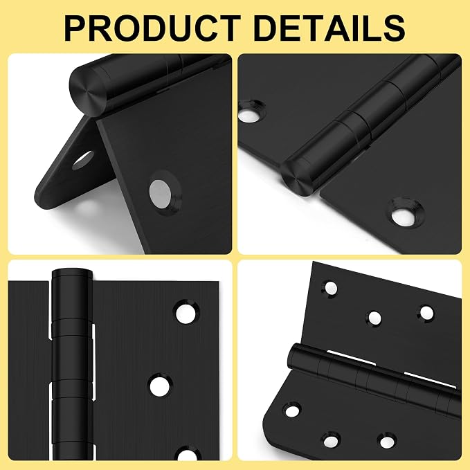 6 Pack 4 Inch Heavy Duty Door Hinges, Stainless Steel, Square and 5/8'' Radius - Image 4