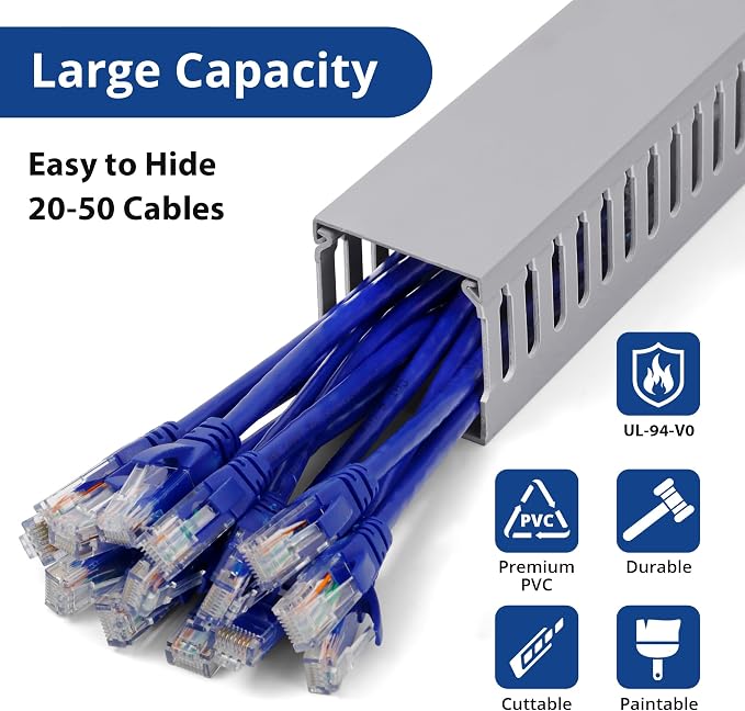 ZhiYo 2" H x 2.4" W Cable Management Raceway, 95in Under Desk Channel, 23.6in - Image 3
