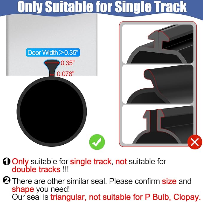 16.5FT Garage Door Seals Bottom Rubber, 0.35" Triangle Weather Stripping Seals - Image 2