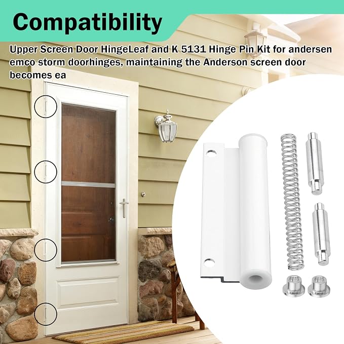 Upper Screen Door Hinge Leaf Hinge Pin Kit - Image 4