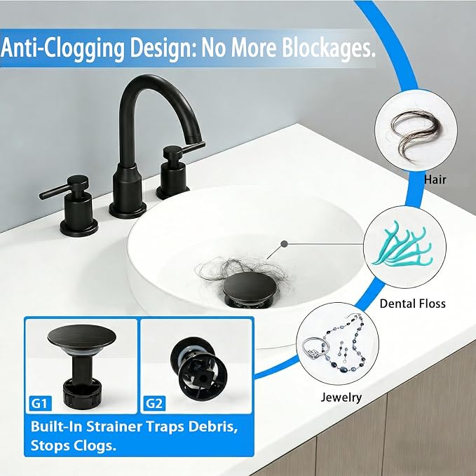 Bathroom Sink Drain Without Overflow- Oil Rubbed Bronze Pop up Drain - Image 4