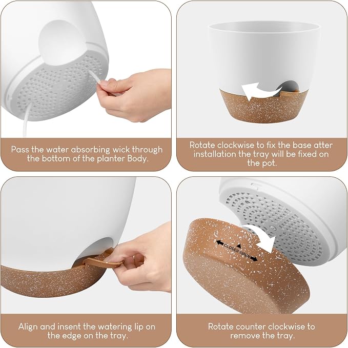 YNNICO Plant Pots 10/9/8/7.5/7 inch, Self Watering Planters - Image 3