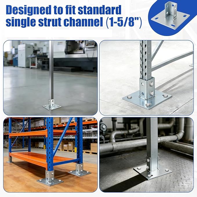 8 Pcs Strut Post Base, 4 Holes Square Mount Base 6" x 6" Base - Image 7