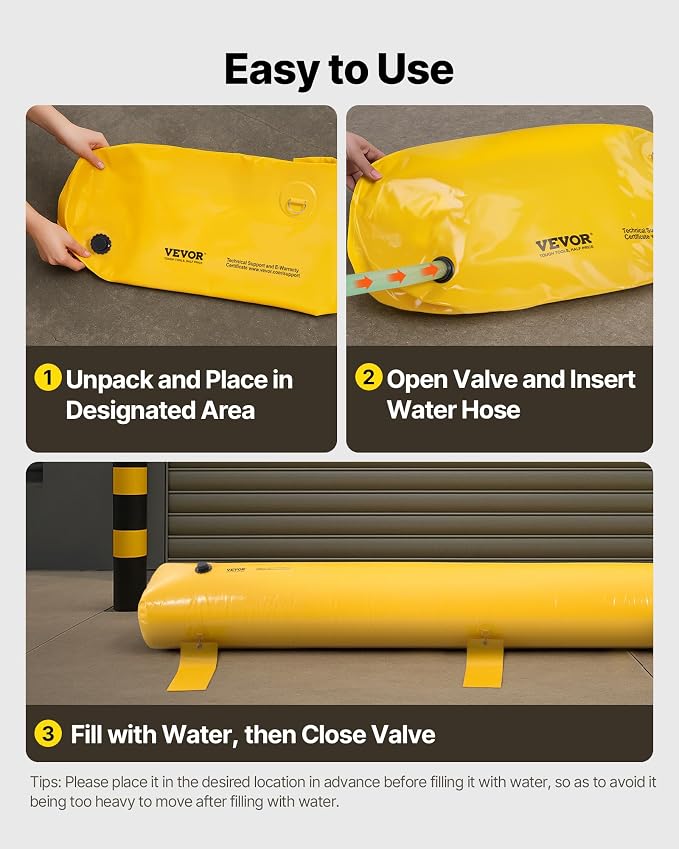 VEVOR Flood Barrier Hydro Bag 12 ft Length x 12 in Height Water Diversion | - Image 5