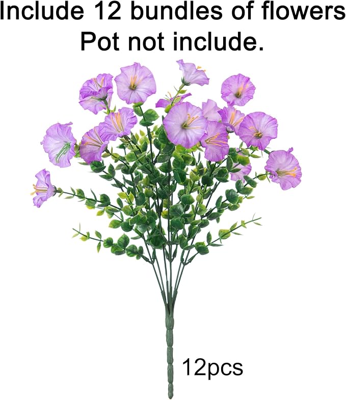 Artificial Flowers for Outdoors Fake Plants Outside Decoration, 12 Bundles Silk - Image 5