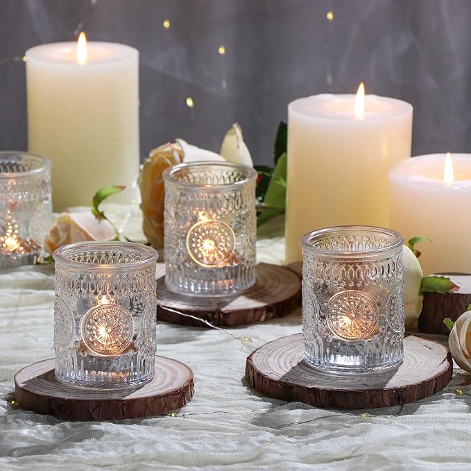 DEVI 24pcs Clear Glass Votive Candle Holders, Vintage Candle Holder - Image 4