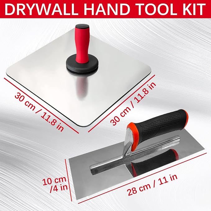 Drywall Hand Tool Kit, Aluminum Plaster Hawk and Finishing Trowel | 12"Mortar - Image 2