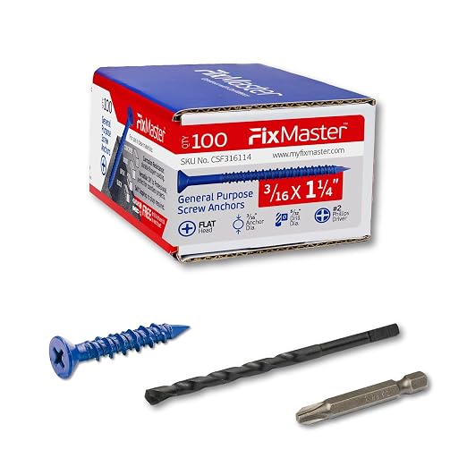 3/16 x 1-1/4" Countersunk Phillips Flat Head Blue Concrete Screw Anchors by Unknown