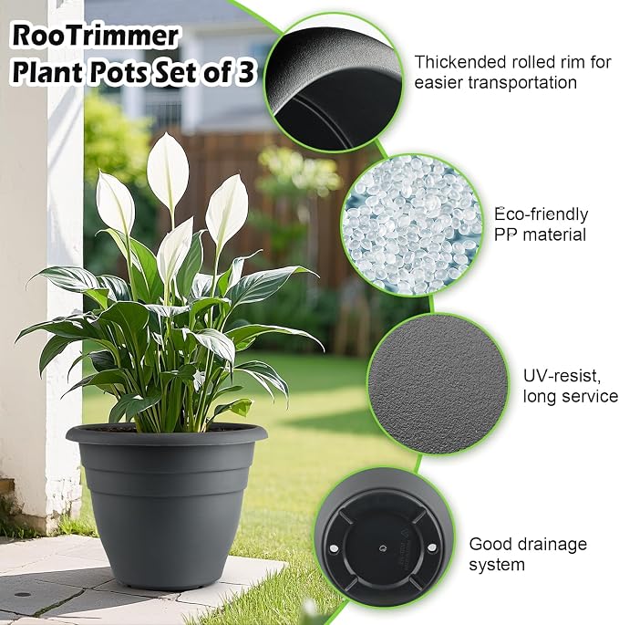 RooTrimmer 12 Inch Plant Pots, Large Planters - Image 4