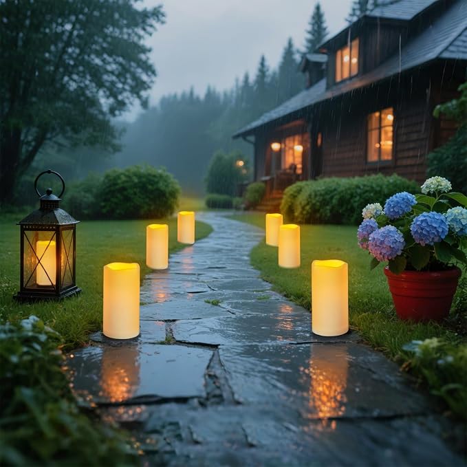 Flameless Candles 4" 5" 6" Outdoor Indoor Pillars Battery Operated Flickering - Image 7