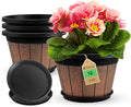 Quarut 4 Pack 10 inch Plant Pots, Whiskey Barrel Planters by Quarut
