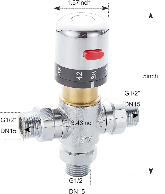3 Way Thermostatic Water Mixing Valve DN15 Anti Scald Temperature Constant | - Image 6