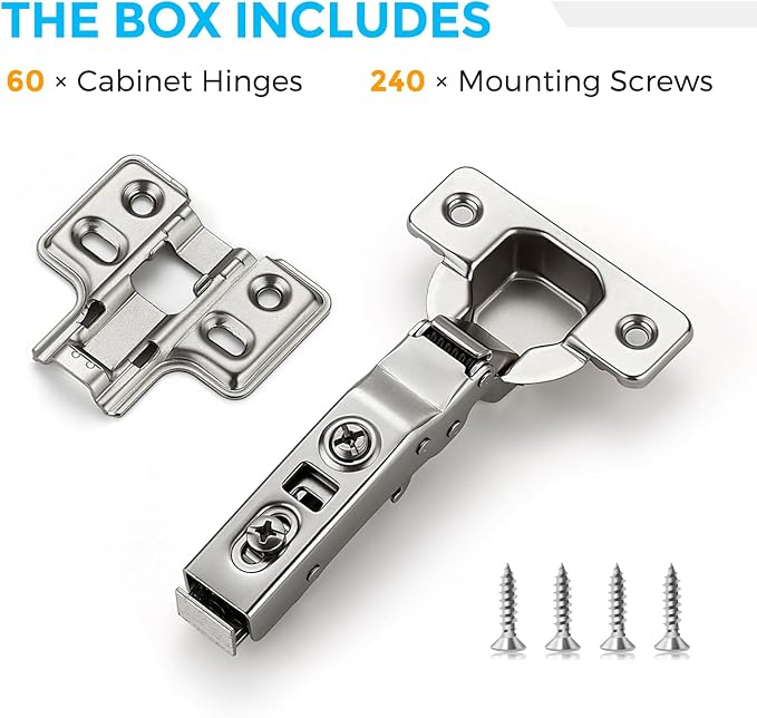 HOME EDIT 30 Pairs 60 Pack European Full Overlay Soft Close Cabinet Hinges | - Image 4