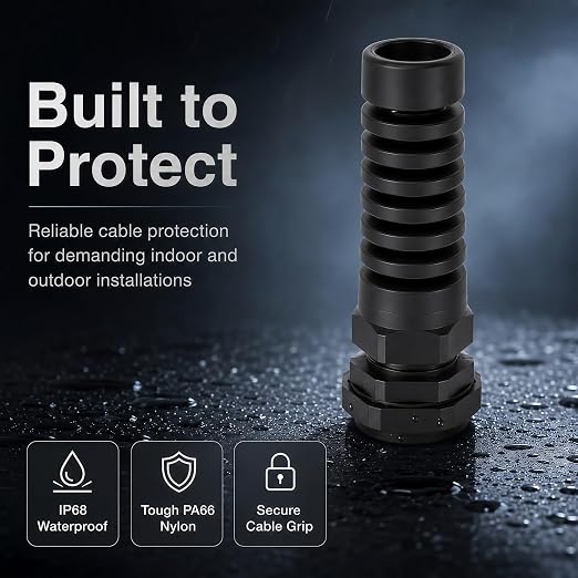 10 PCS PG7 Cable Gland, 3-6.5mm Clamp, Strain Relief | IP68 Waterproof Nylon - Image 3