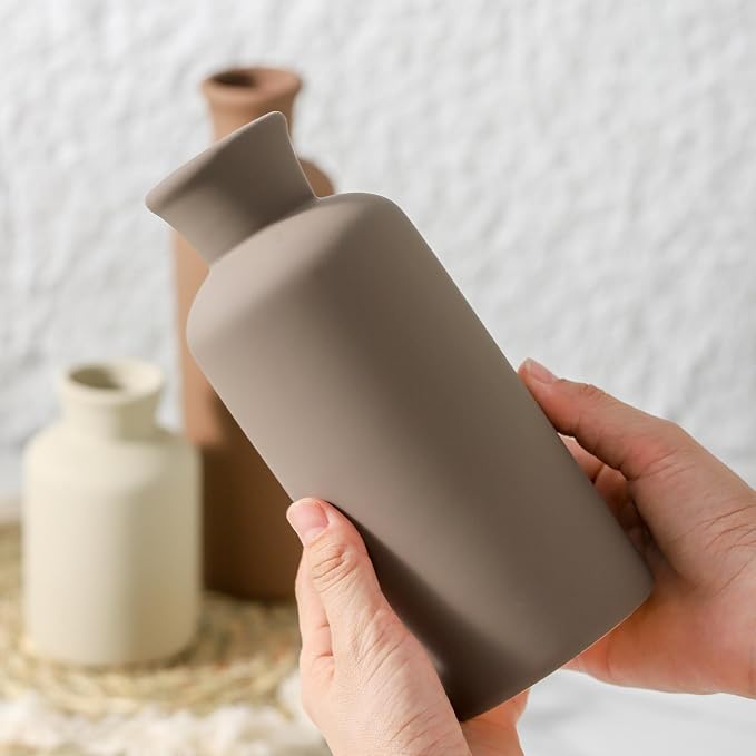 Ceramic Vase Set of 3, Flowers Neutral Modern Vases Home Decor Rustic Farmhouse - Image 3