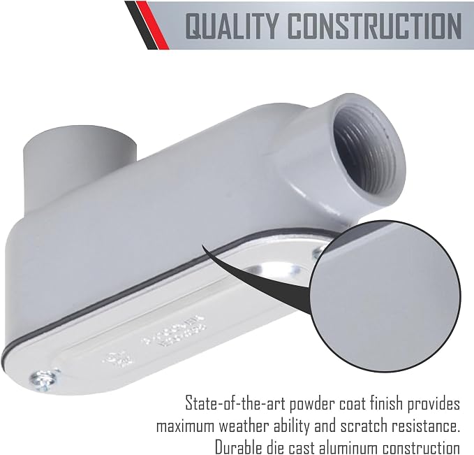 TayMac RLB200 Threaded LB Conduit Body, Die Cast Aluminum, Stamped Steel Cover - Image 5