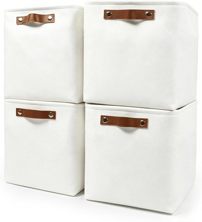 Collapsible Fabric Storage Cubes 11x11 Cube Storage Bins, 4 Pack Closet Baskets by Bagnizer