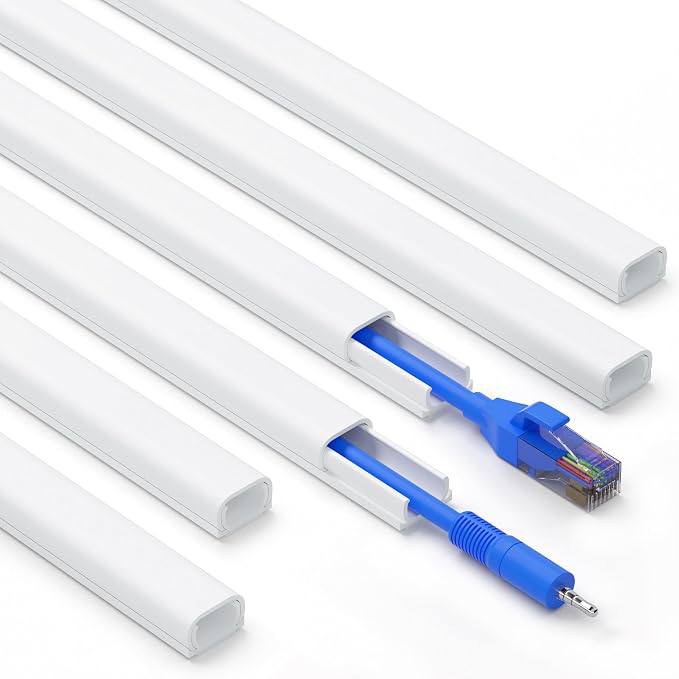 ZhiYo 85" Cord Cover for 1 Wire, Mini White Cord Hider Wall, 0.5"W x 0.3"H | by ZhiYo