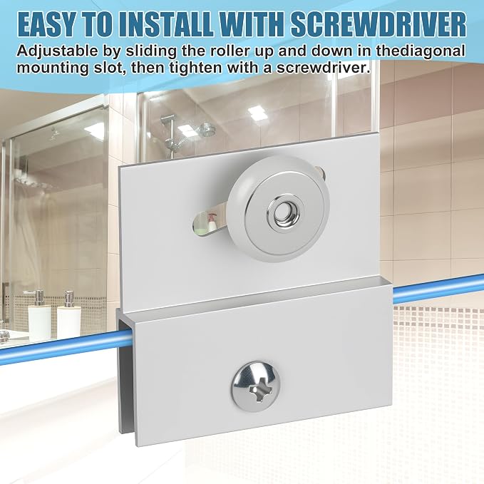 4 Pcs Shower Door Rollers, M 6054 Sliding Glass Door Rollers – Frameless Shower - Image 4