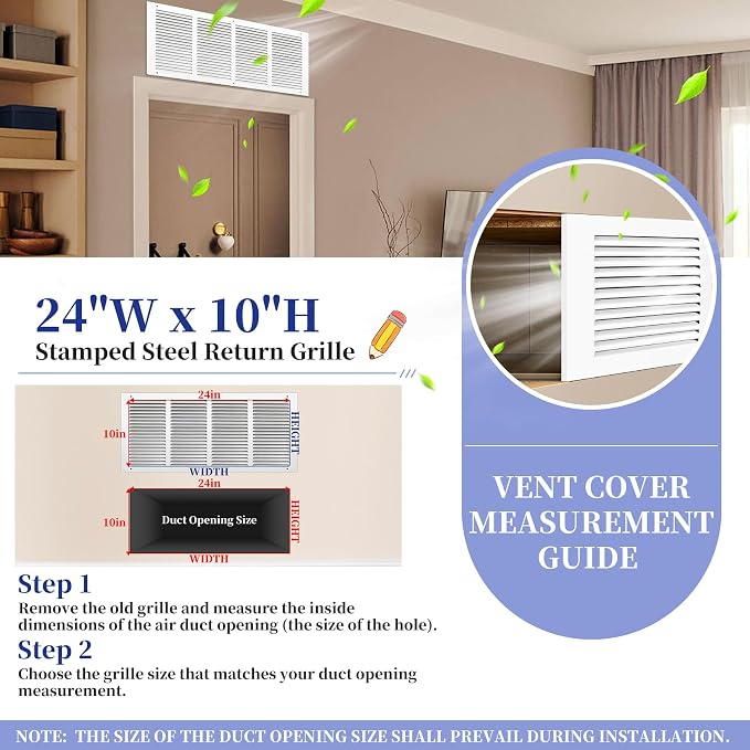 Fancat 24x10 Duct Opening | Steel Return Air Grille | Vent Cover Grill - Image 2