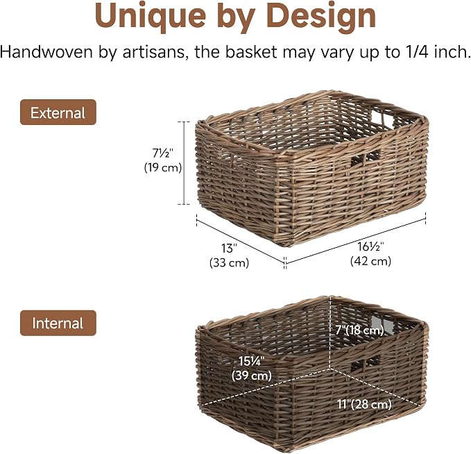 StorageWorks Pantry Baskets, Willow Storage Baskets - Image 2