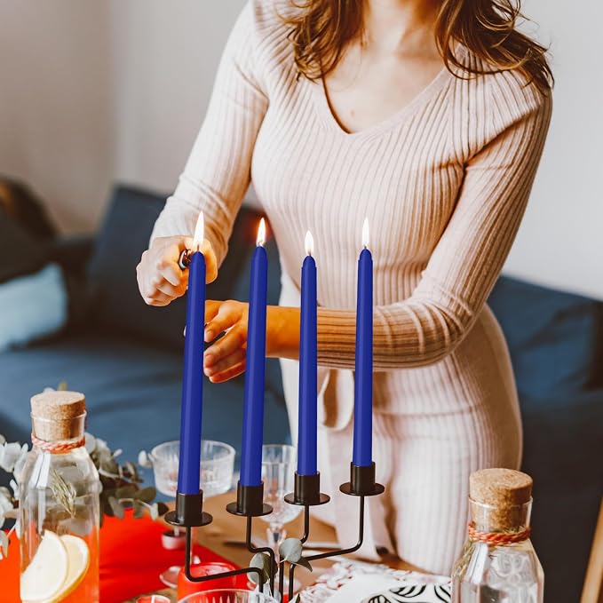 LYOBATH 4 Pack Blue Taper Candles - Image 4