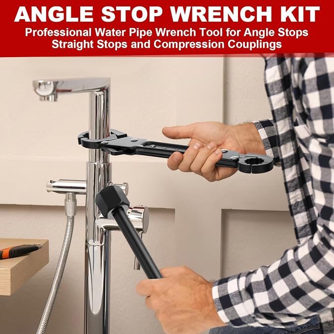 5 Pcs Angle Stop Wrench Kit Plumbing Tool, Compression Sleeve Puller - Image 6
