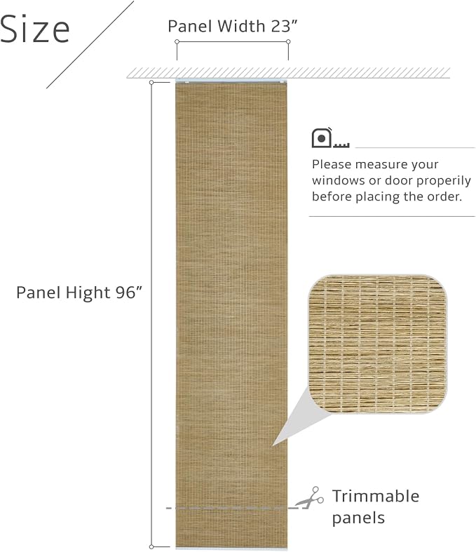 Replacement Fabric Panels for Sliding Glass Door, Fabric Only, Natural Woven - Image 4