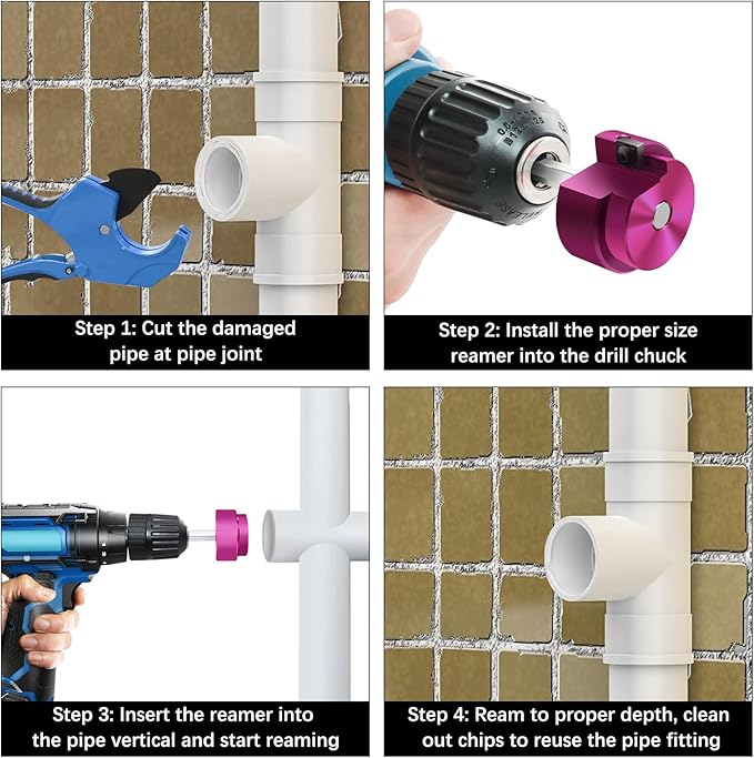 9 Pcs PVC Pipe Reamer Kit, PVC Fitting Saver Plastic Pipe Reamer Tool Kit | Hub - Image 6