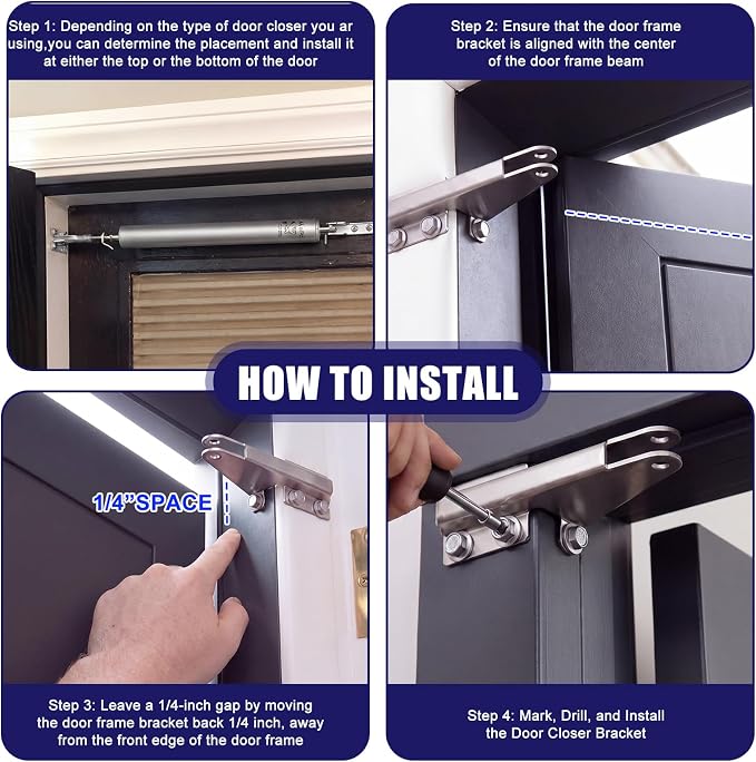 2 Pcs Aluminum Jamb Bracket Aluminum Screen Door Closer Bracket Storm Hardware - Image 7