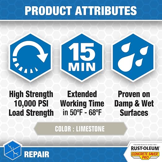 Rust-Oleum Concrete Crack Repair, Limestone | 8.6oz quick-set concrete crack - Image 7