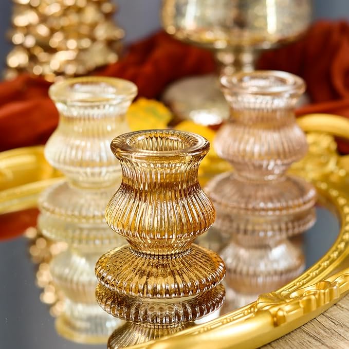 WDHODEC Glass Candlestick Holders 12PCS Taper Candle Holders - Image 3