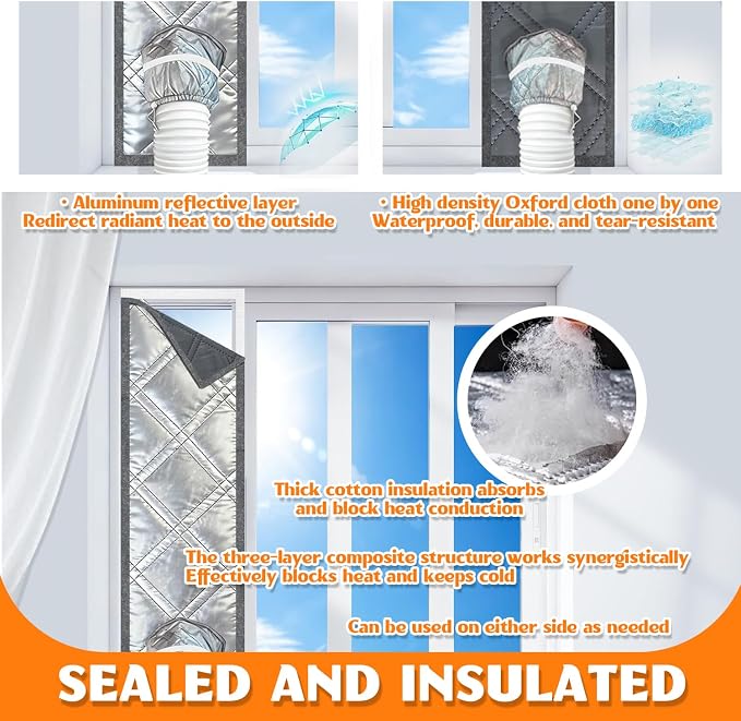 39" Sliding Door AC Vent Kit, 3-Layer Thickened Thermal Barrier | Thermal - Image 4