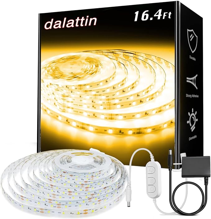 dalattin Warm White LED Strip Lights, 3000K Tunable Soft White Light Strip by dalattin