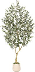 7ft Artificial Olive Tree with Tall Exquisite Planter | Realistic Fake Olive by REALEAD
