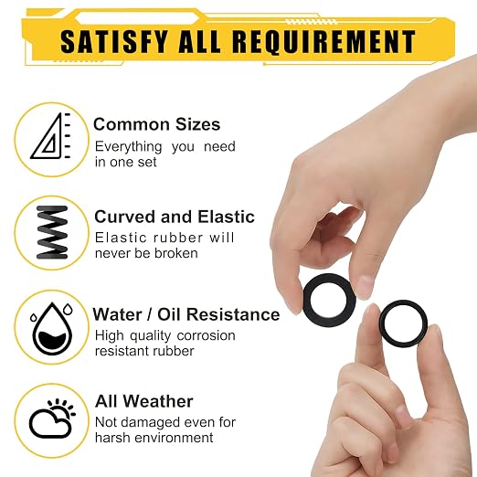 380PCS 24 Sizes Rubber & Silicone Hose Washers & O Ring Assortment Kit | Shower - Image 5