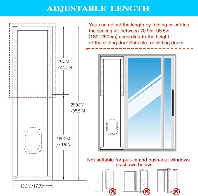 Inverter Portable Air Conditioner Sliding Door Seal Kit Compatible - Image 4