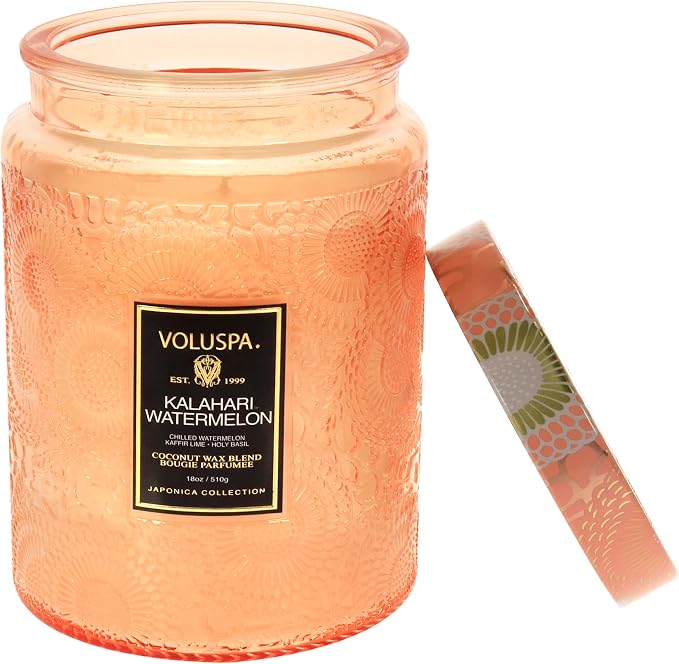 Voluspa Kalahari Watermelon, Large Candle Jar, 18 oz, 100 Hour Burn Time - Image 4