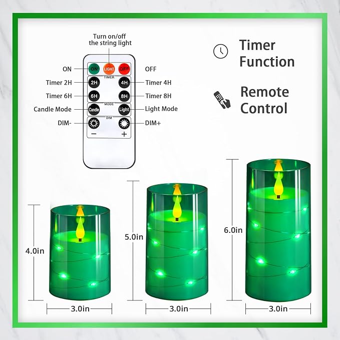 NURADA Flickering Flameless Candles: Built-in Star String Acrylic Battery - Image 7
