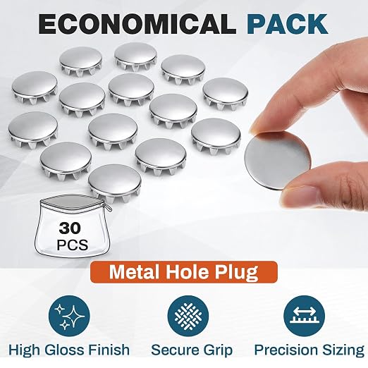 Hicarer 30 Pack Fit 1/2" Hole Metal Hole Plugs, Nickel-Plated Steel Snap-in - Image 6